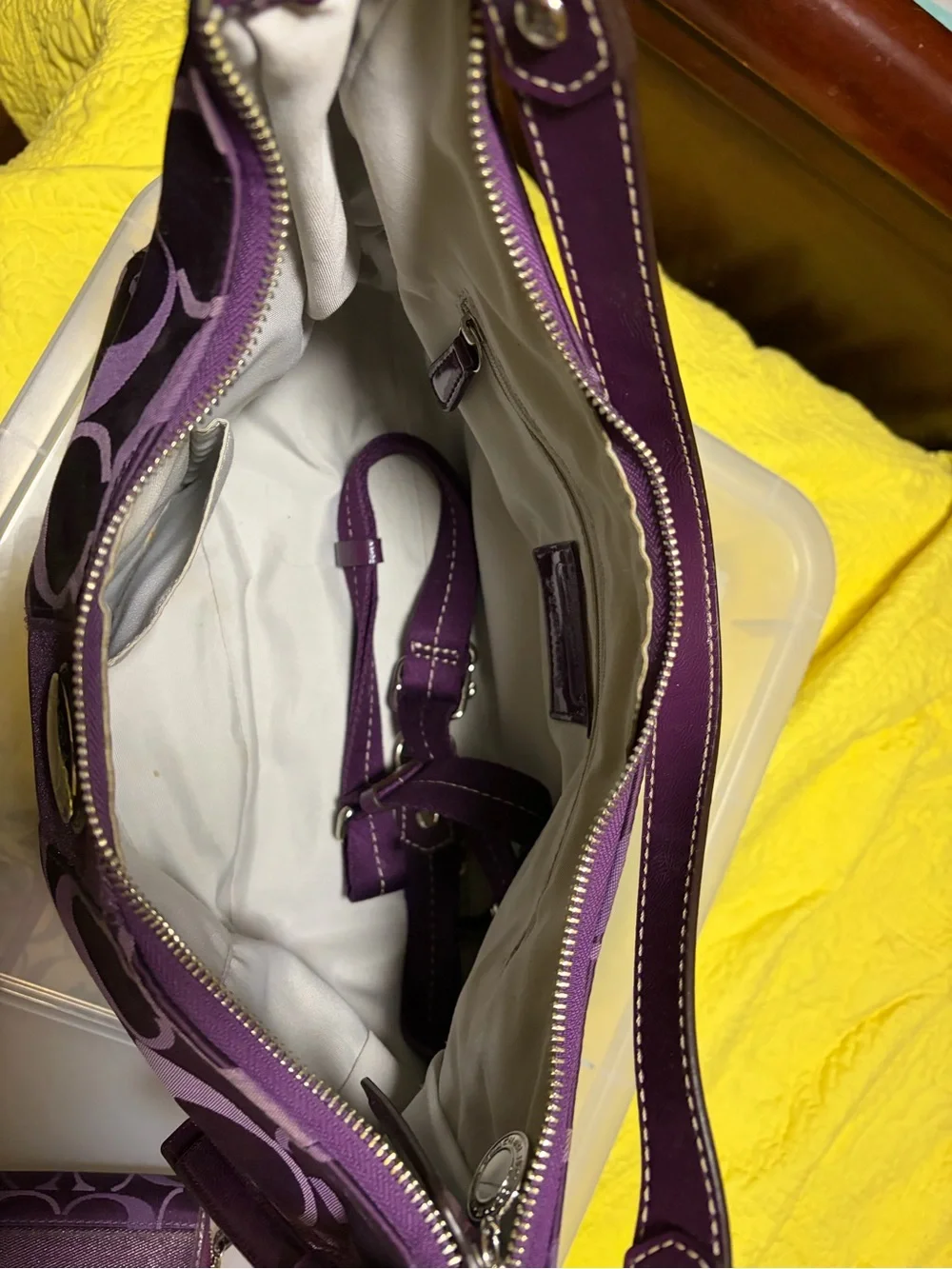 Coach Purple Signature Jacquard Hobo Bag - Picture 2 of 5